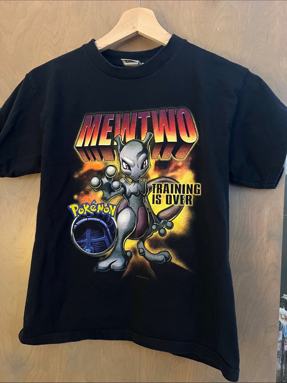 Nintendo Black Mewtwo Graphic Tee with Yellow and Purple Accents